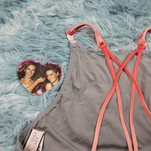 VS Triangle Strappy Bralette Orange Gray Medium - Picture 5 of 6